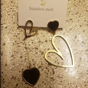 Hypoallergenic Stainless Steel Heart  Dangle Drop Earrings for Women Trendy